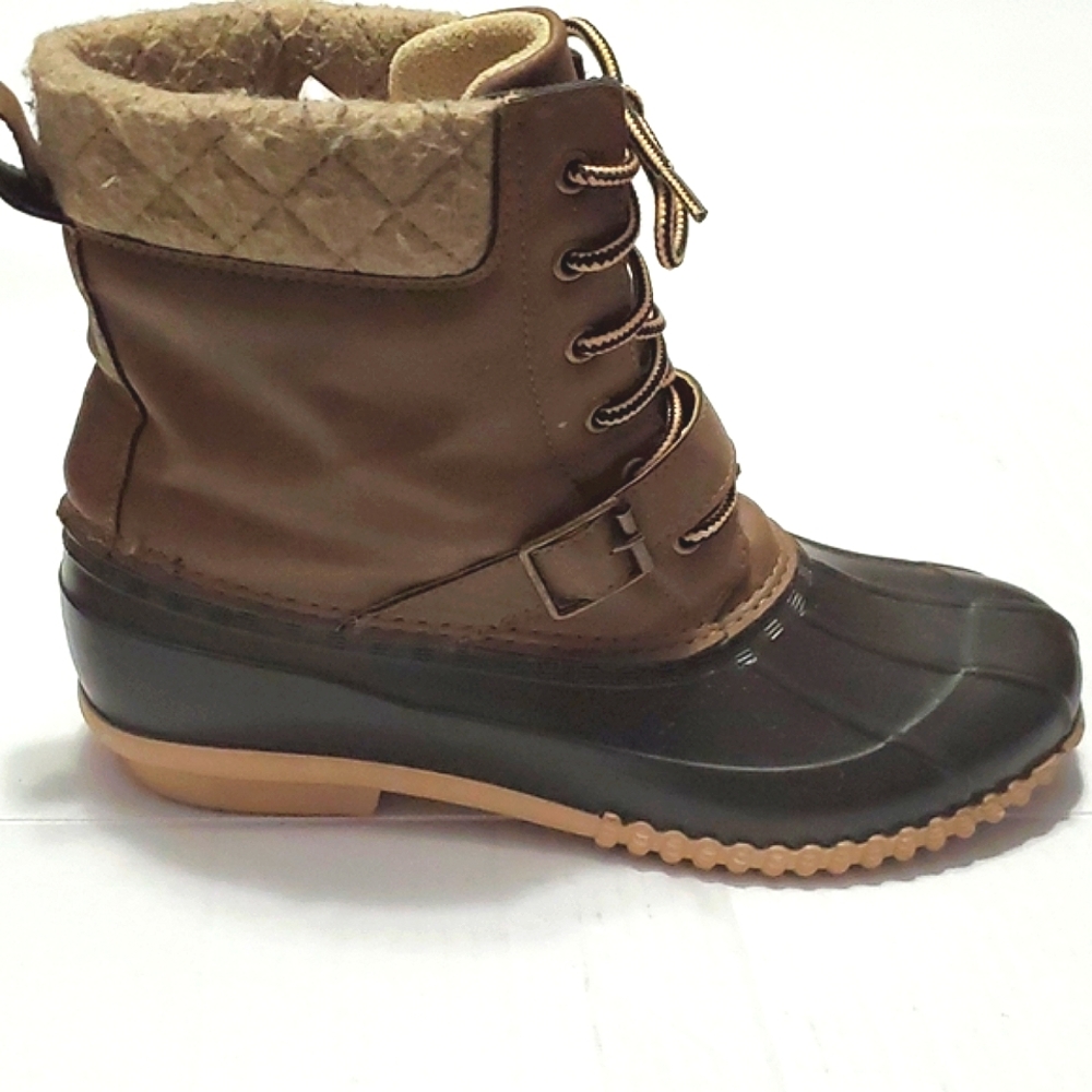 Maurices Cureka Black & Brown Laced Up Outdoor Duck Rain Winter Boots 10M